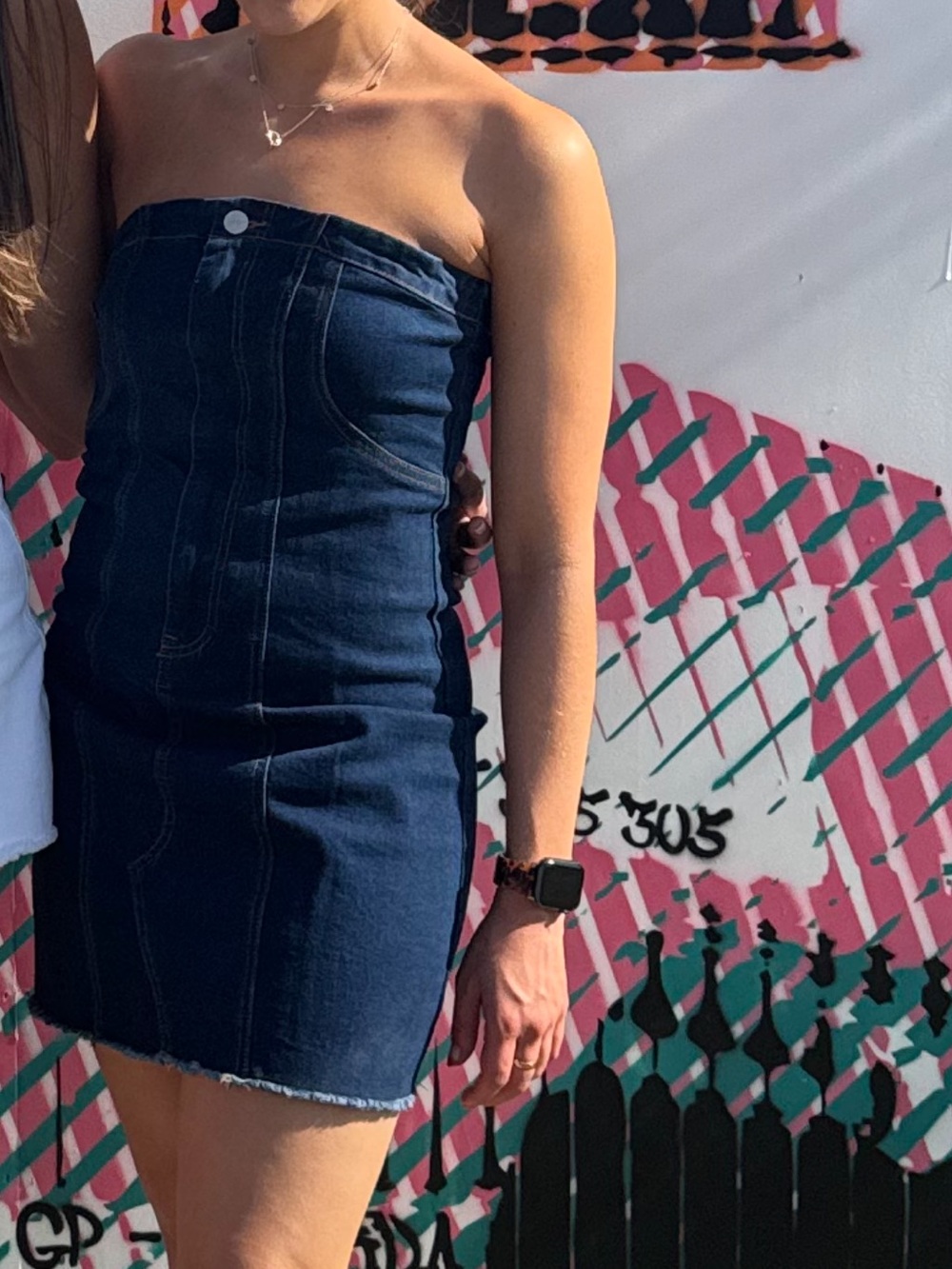 superdown Dark Indigo Strapless Denim Mini Dress